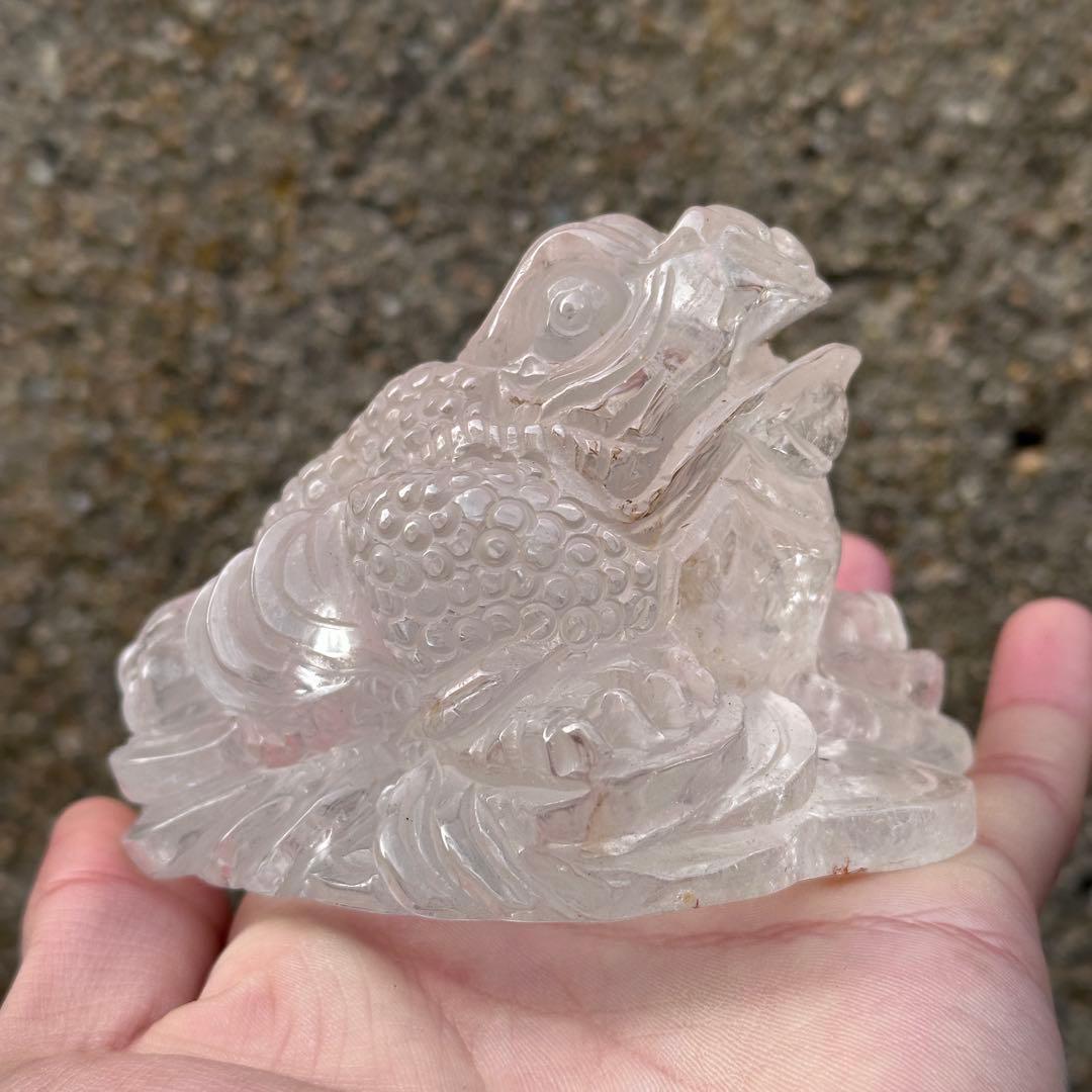天然石 水晶の銭蛙　置物　ご購入前に在庫確認必要G.170