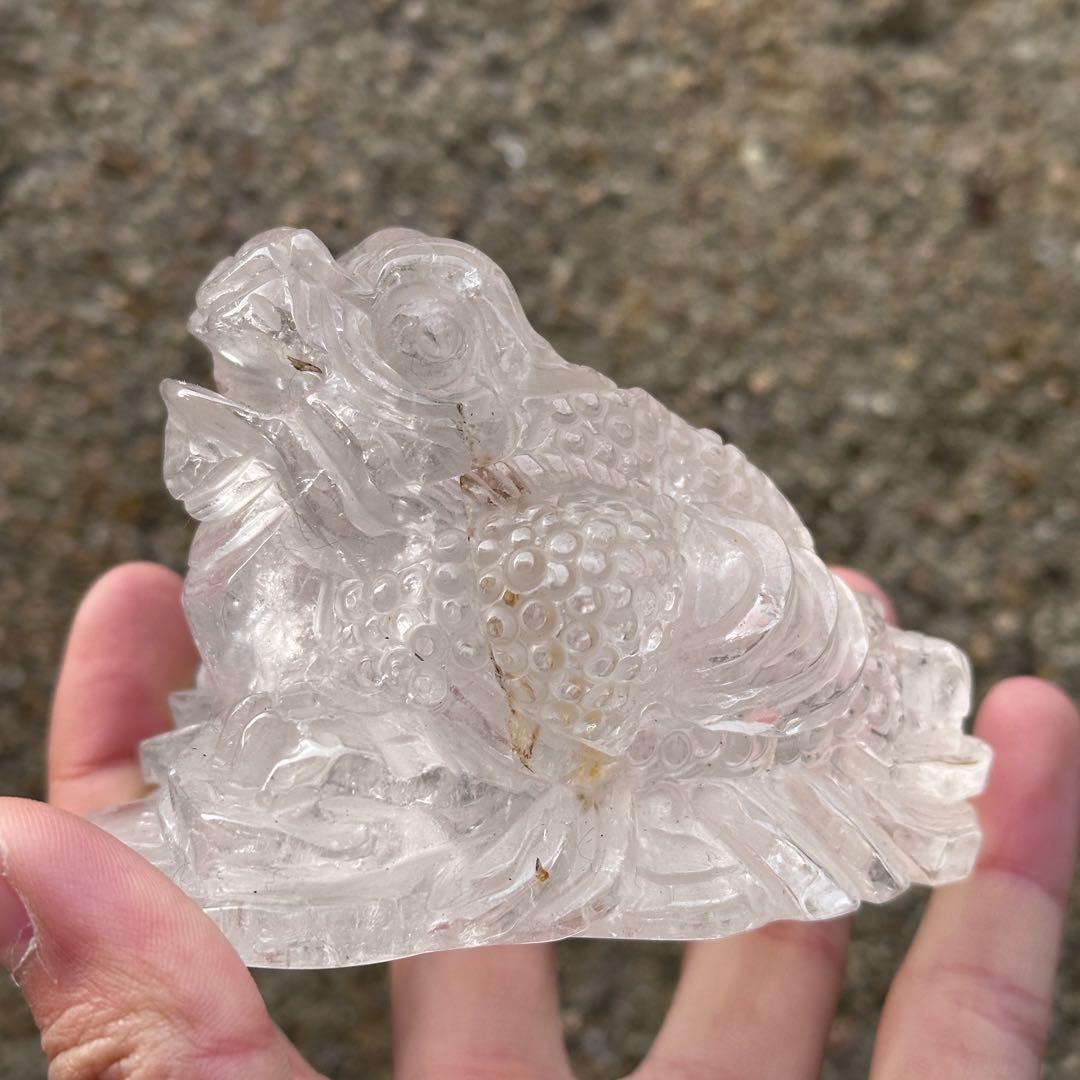 天然石 水晶の銭蛙　置物　ご購入前に在庫確認必要G.170