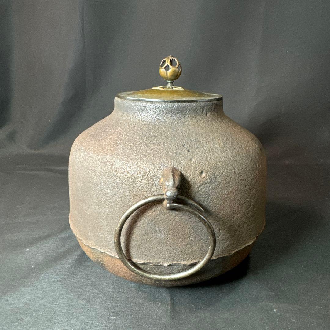 Ｆ42 送料無料　茶釜　阿弥陀堂釜　茶道　共箱　釜鐶　茶道具　金属工芸