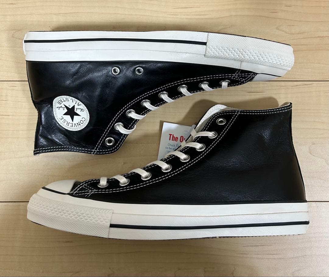 靴 CONVERSE OLIVE GREEN LEATHER HI BLACK 28