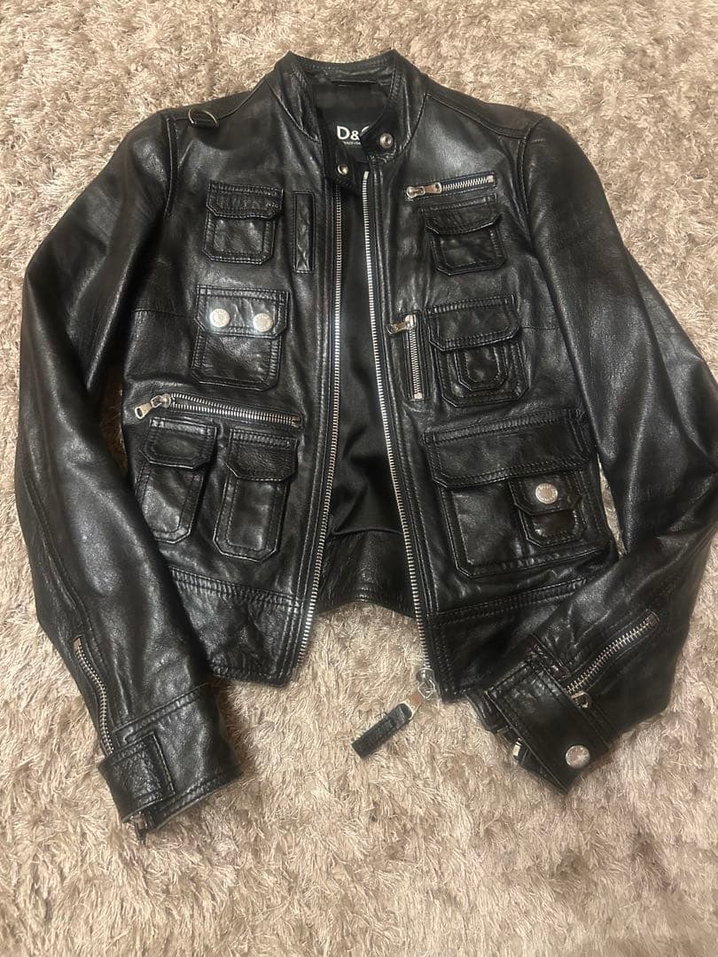 D&G 黒 レザーライダースジャケット