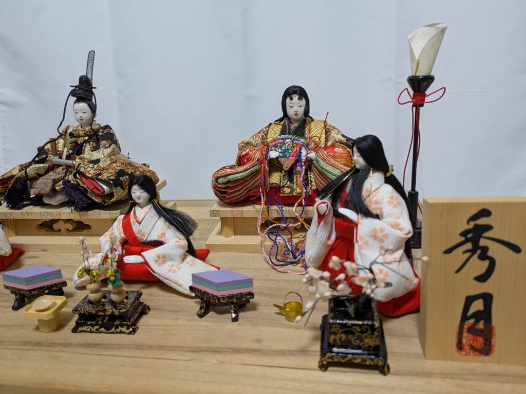 【久月】雛人形 五人飾り 収納飾り 美品 収納箱あり