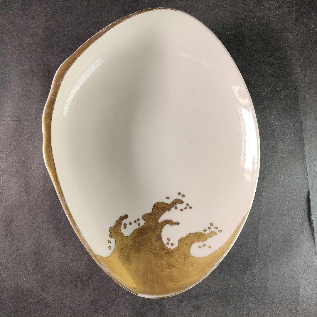 C10-3/金彩波文銘々皿 大皿10客・小皿10客/和食器/懐石料理/懐石道具