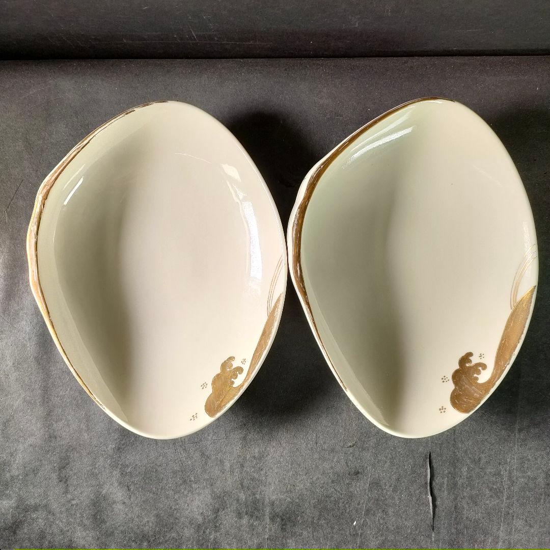 C10-3/金彩波文銘々皿 大皿10客・小皿10客/和食器/懐石料理/懐石道具