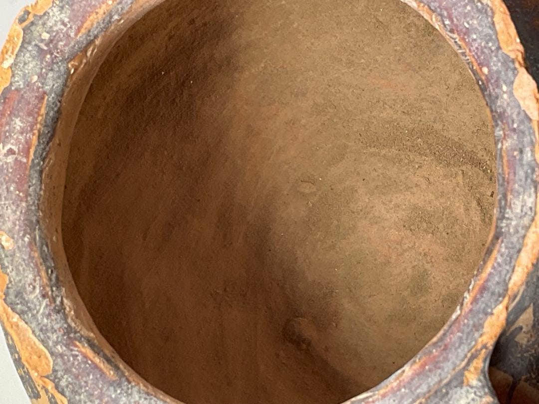 バンチェン土器　彩陶双耳壺　タイ古陶磁　発掘　幾何学　アンダーソン　高さ14cm