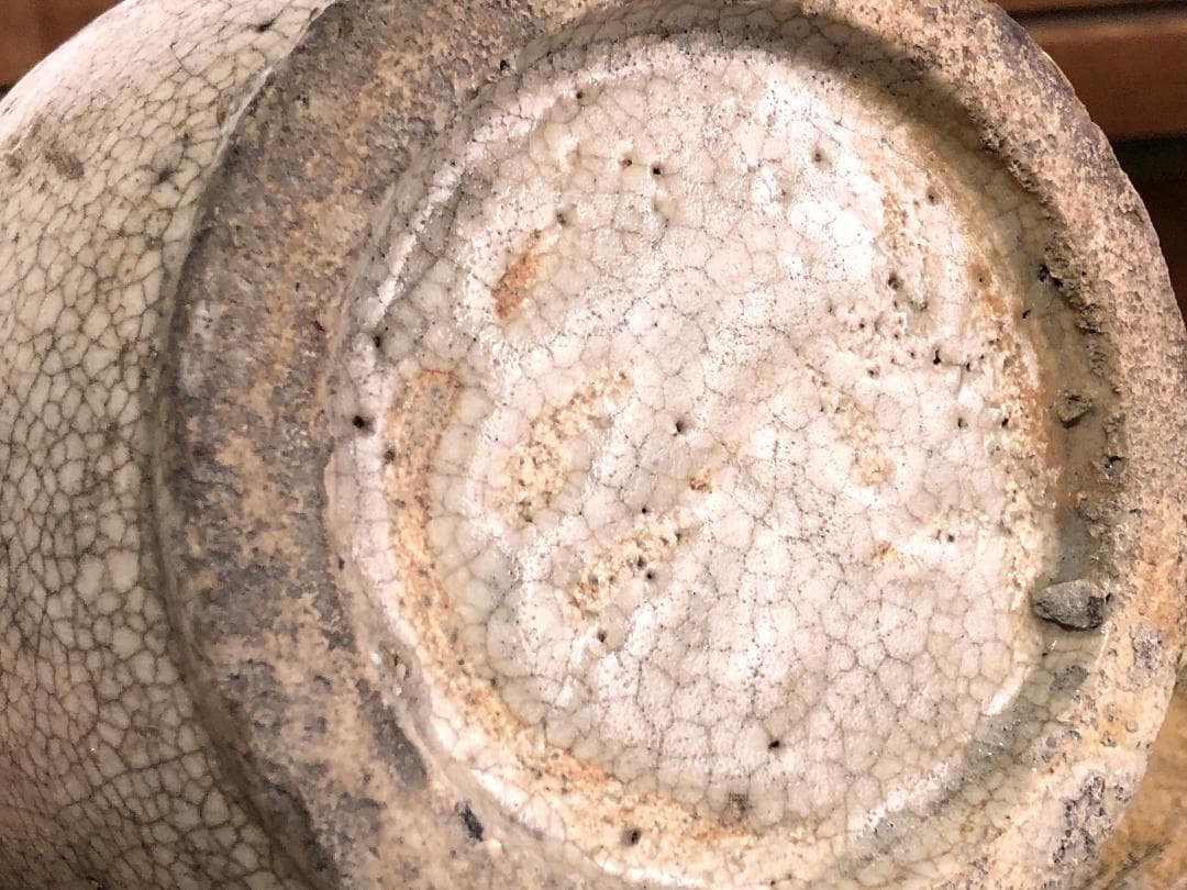 【 江戸期 骨董陶瓶 】 　梅鉢小紋染付 　徳利/花瓶