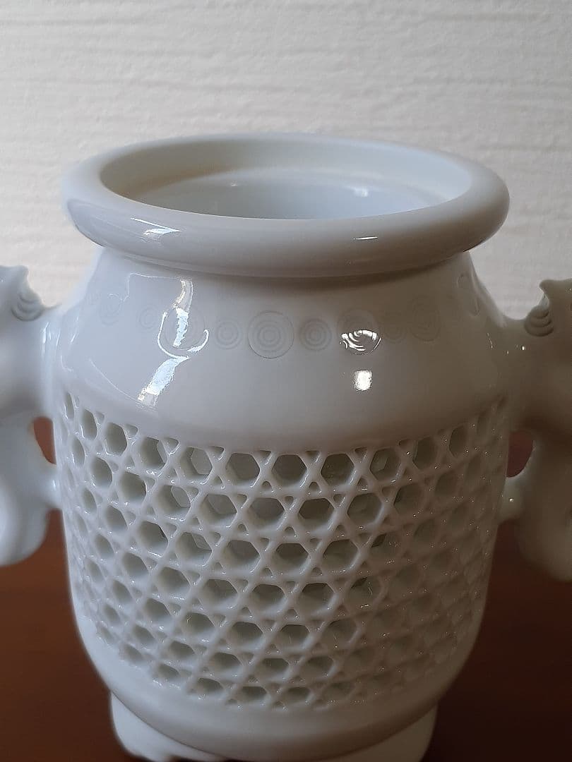 十五代　中里茂右衛門　鳳凰耳籠目透細長　香炉