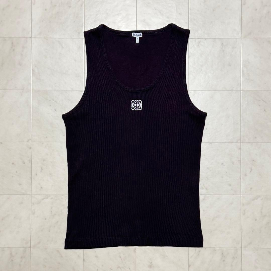 う*ん様 LOEWE アナグラム ロゴ 刺繍 リブ ニット タンクトップ XLサ