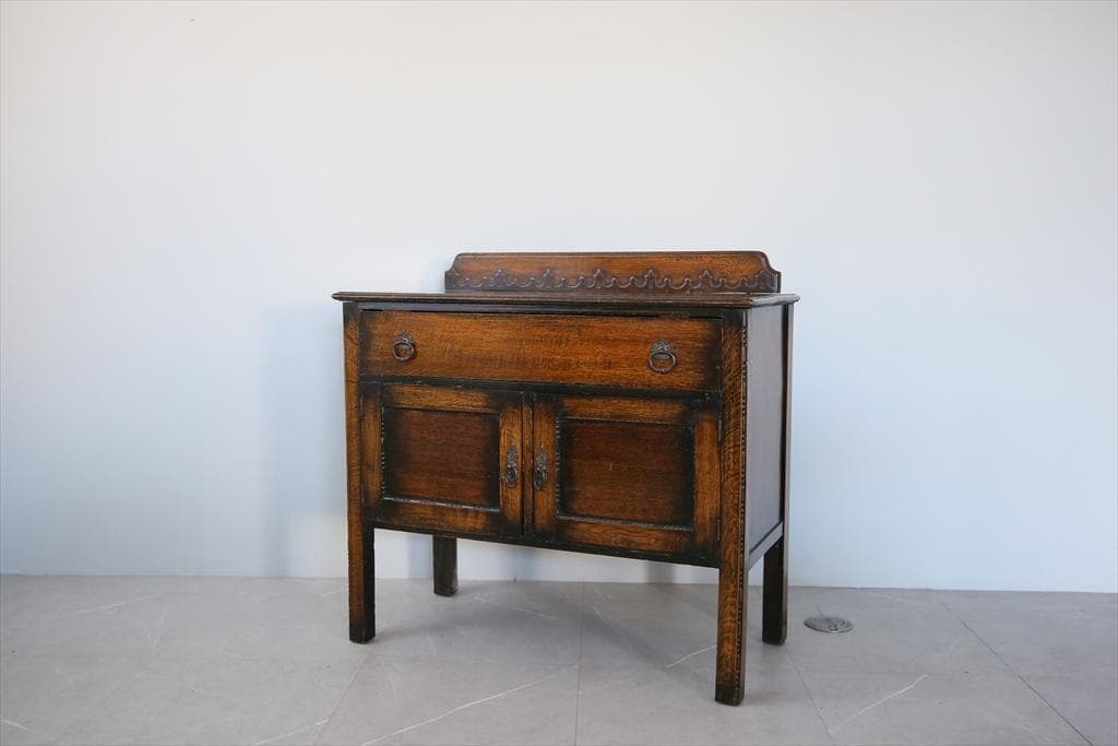 英国アンティーク木製カップボード/キャビネット/キッチン収納/飾り棚92-105