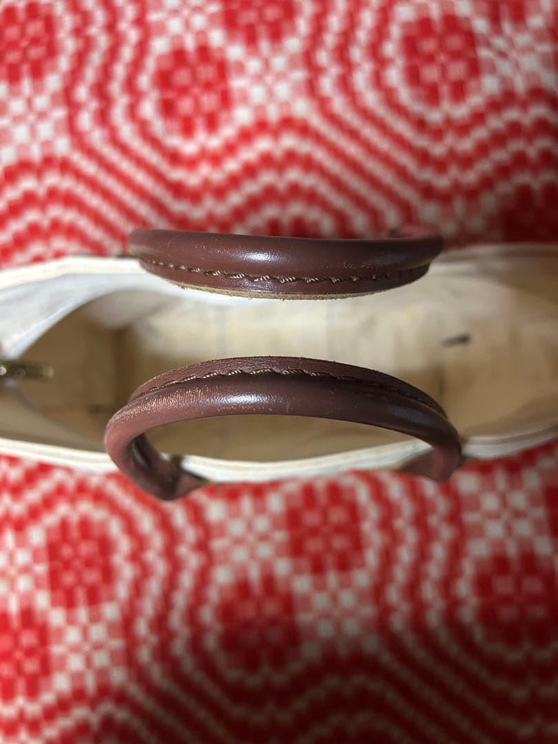 90s LLBean トートバッグ レザー アイボリー/ネイビー