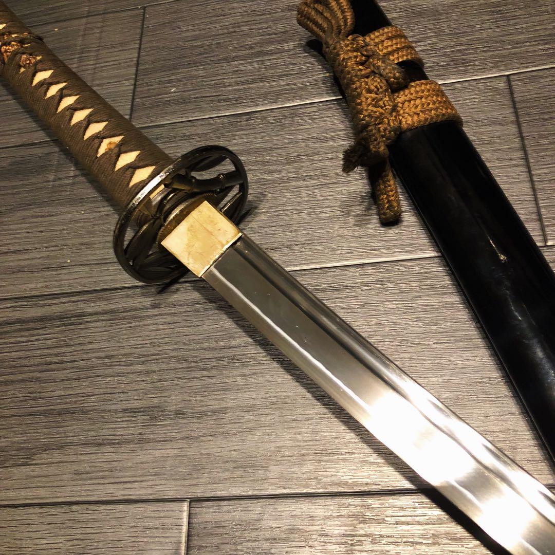 高級模造刀　樋有刀身 渋緑拵え　居合刀　太刀　本格模造刀