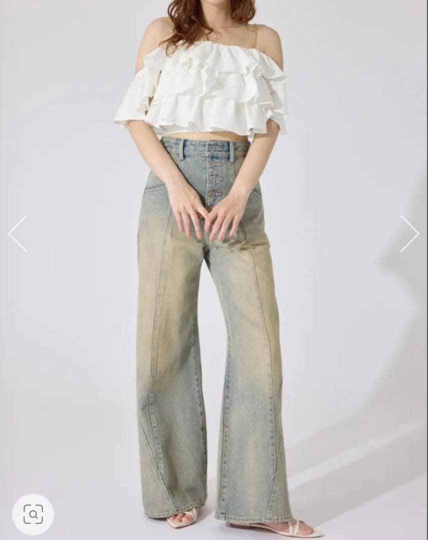 rienda★フロントボタンデザインハイウエストデニムパンツ　Y2K y2k 春