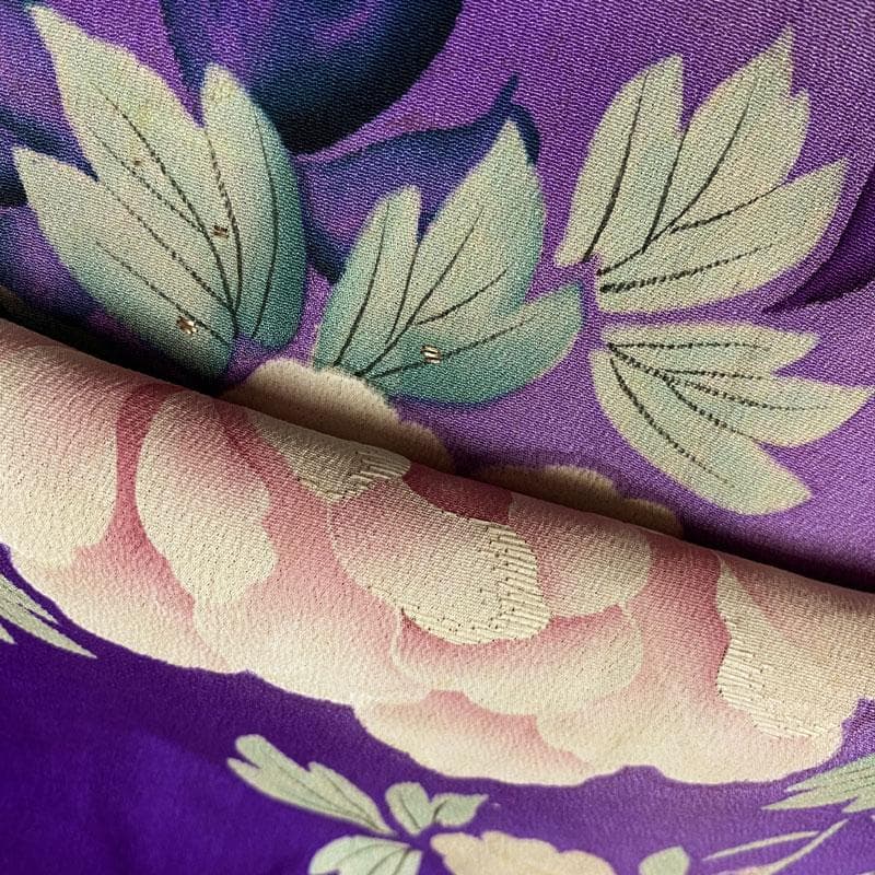 510ag74着物のみ◎七五三 七歳 女児 アンティーク着物 五つ紋 紫◎