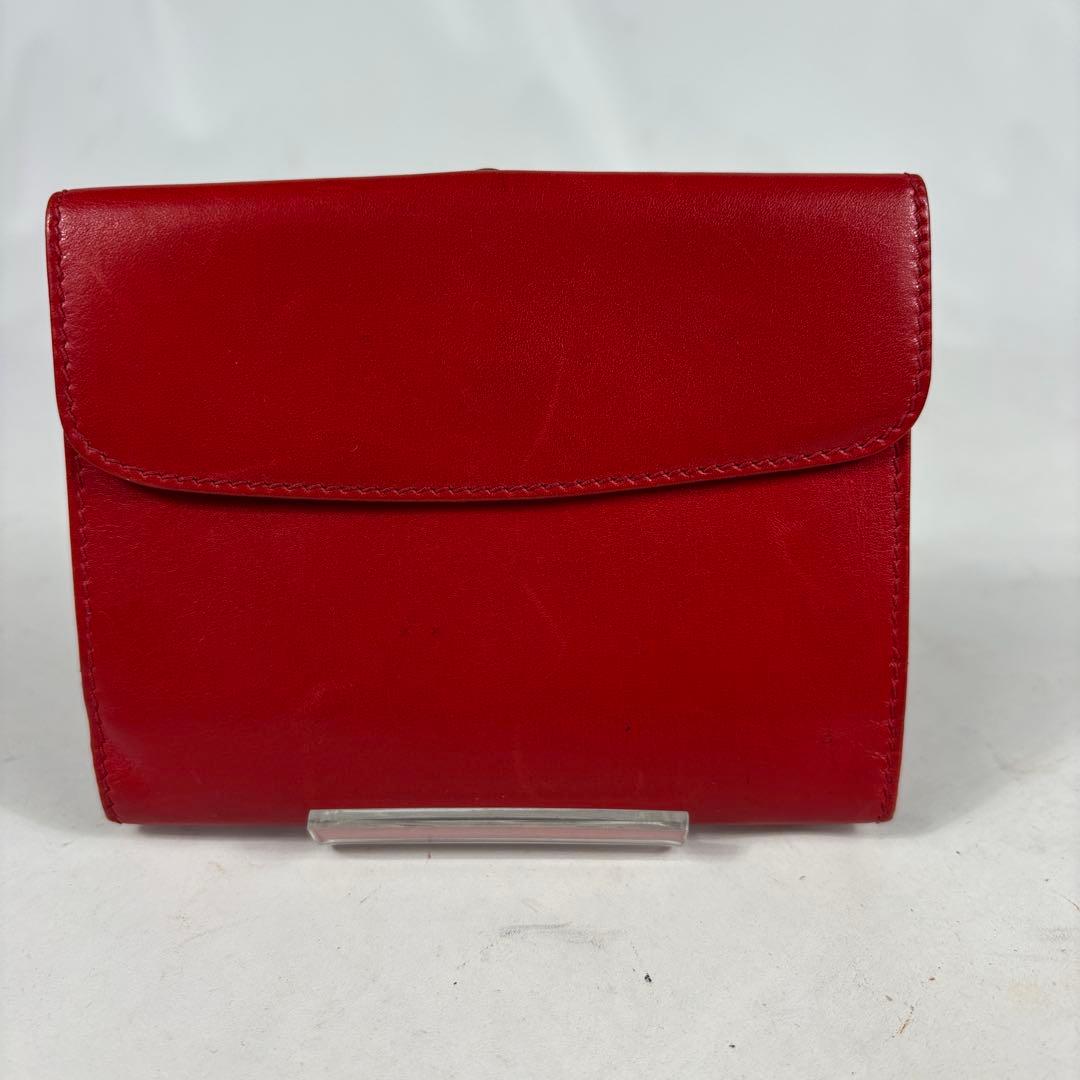 GUCCI　グッチ　オールドグッチ　レザー　二つ折り　財布　ゴールド金具　レッド