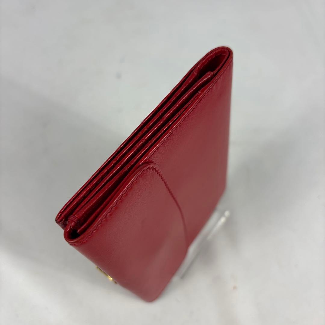GUCCI　グッチ　オールドグッチ　レザー　二つ折り　財布　ゴールド金具　レッド