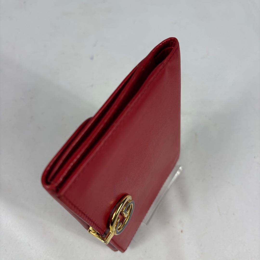 GUCCI　グッチ　オールドグッチ　レザー　二つ折り　財布　ゴールド金具　レッド