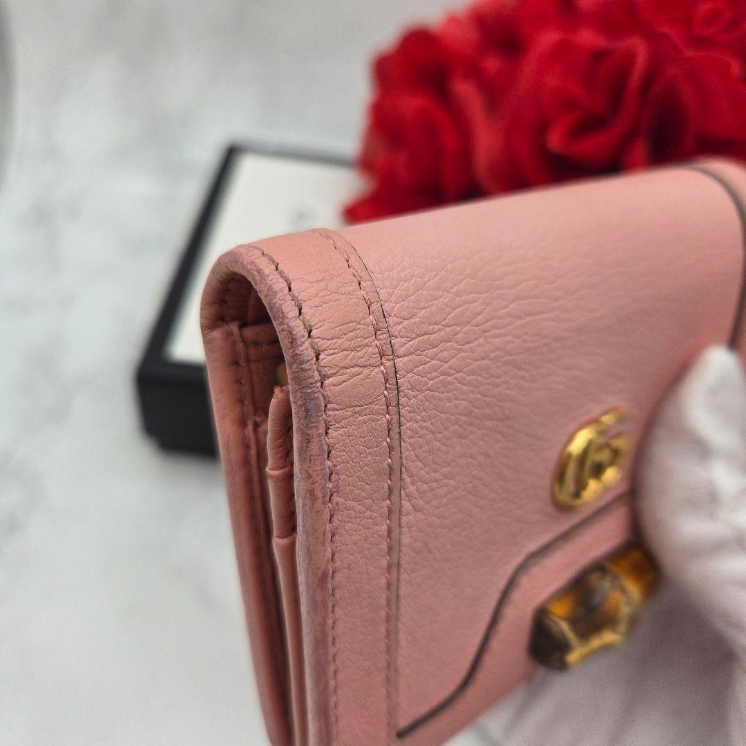 GUCCI グッチ 折り財布 財布 GG マーモント バンブー ピンク