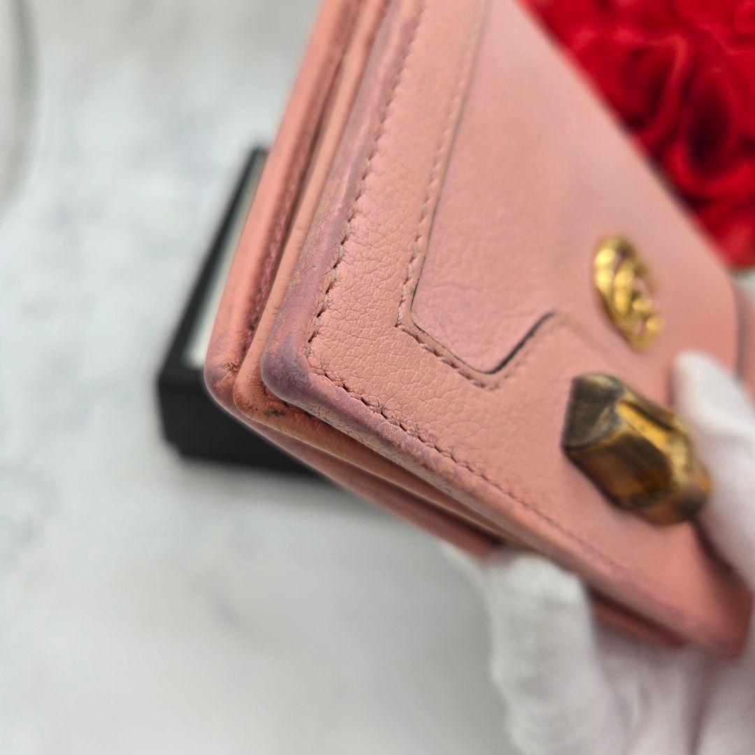 GUCCI グッチ 折り財布 財布 GG マーモント バンブー ピンク