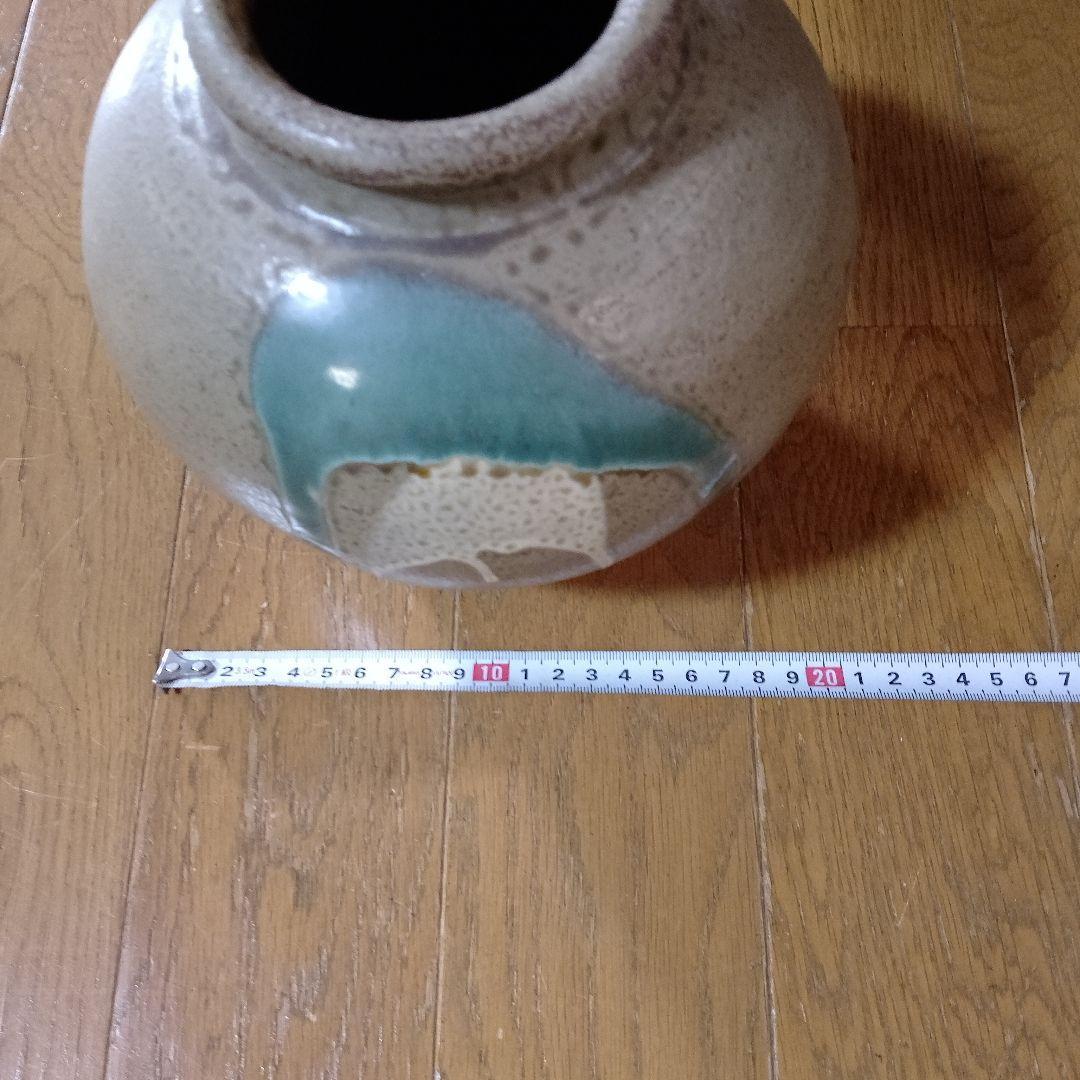 美品！小石原焼の陶器製花瓶 グレー 青 茶　ヤママル窯