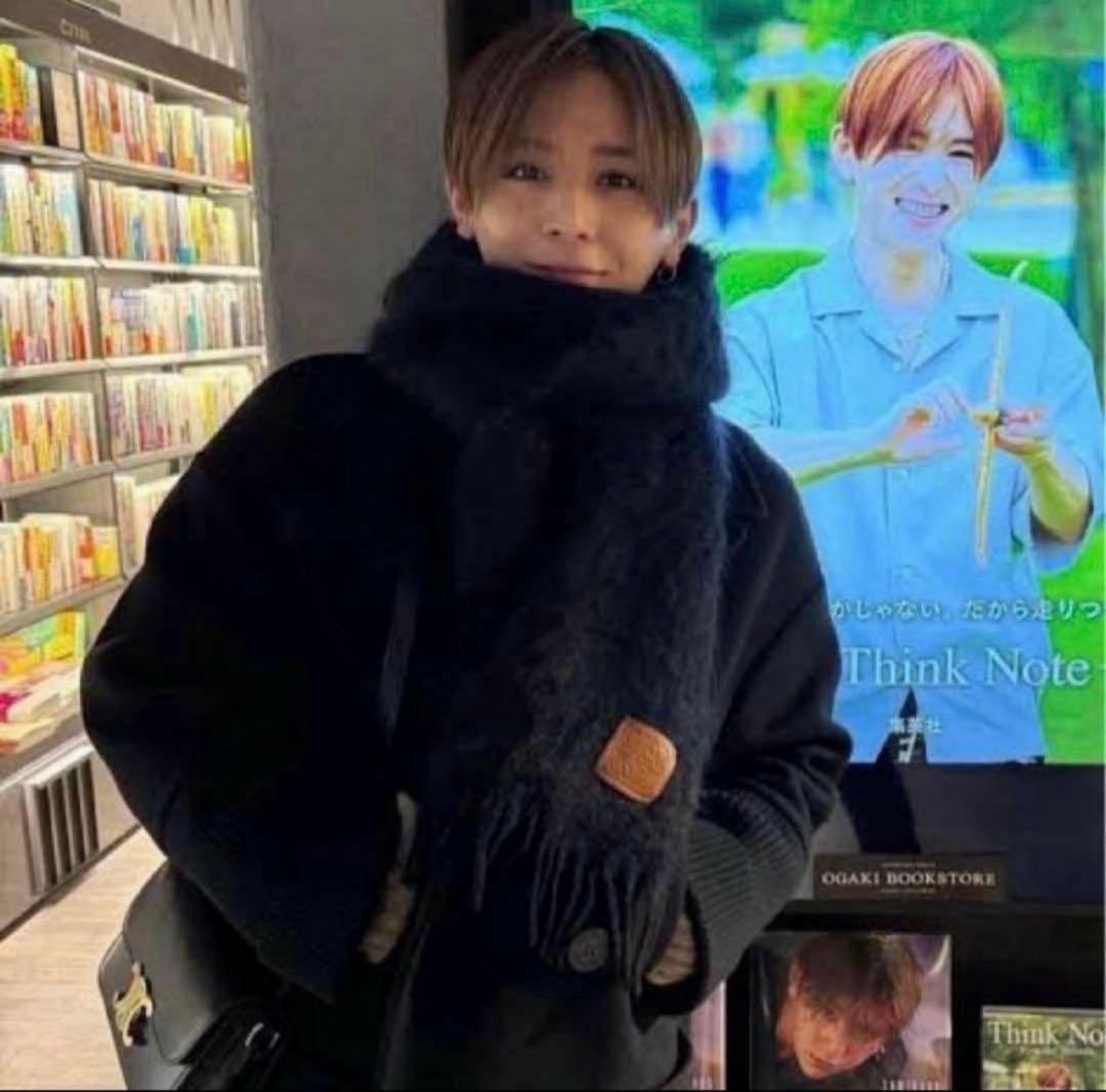 美品✨ LOEWE ブラック マフラー モヘア・ウール