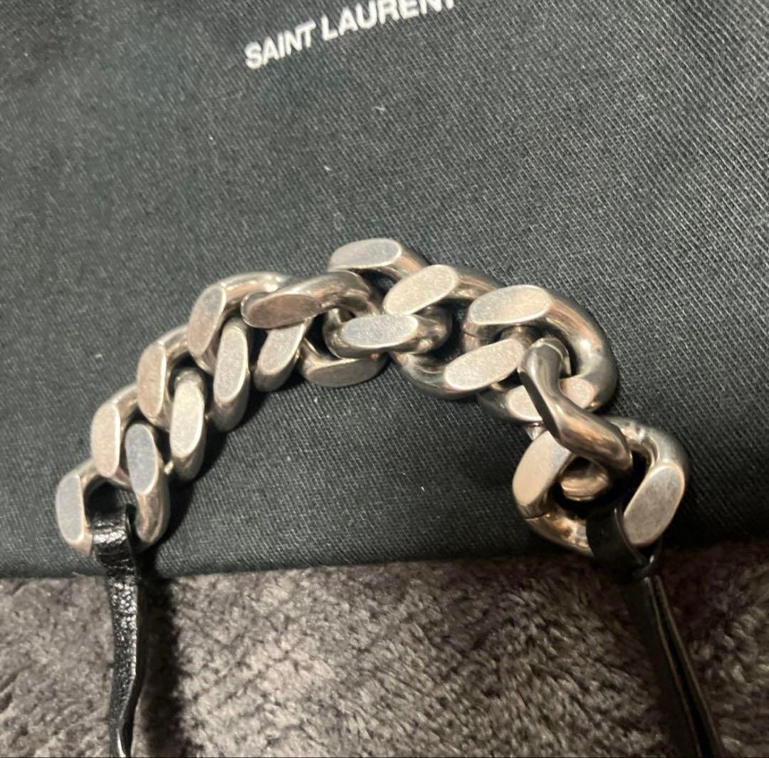 YSL サンローラン　ブレスレット　シルバー　レザー