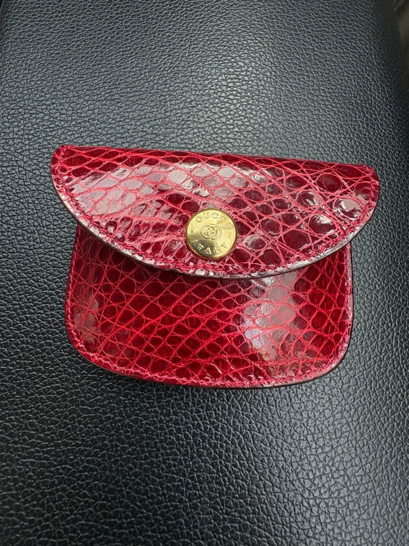 小物 OLD GUCCI Crocodile Leather Coin Case