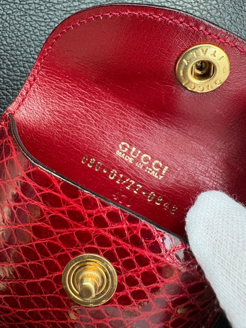 小物 OLD GUCCI Crocodile Leather Coin Case