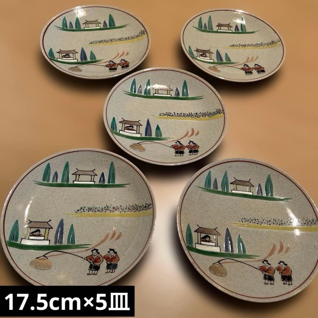 香柏窯　赤虜焼　尾西樂斎　奈良絵皿　銘々皿大小10枚セット　ヴィンテージ陶器