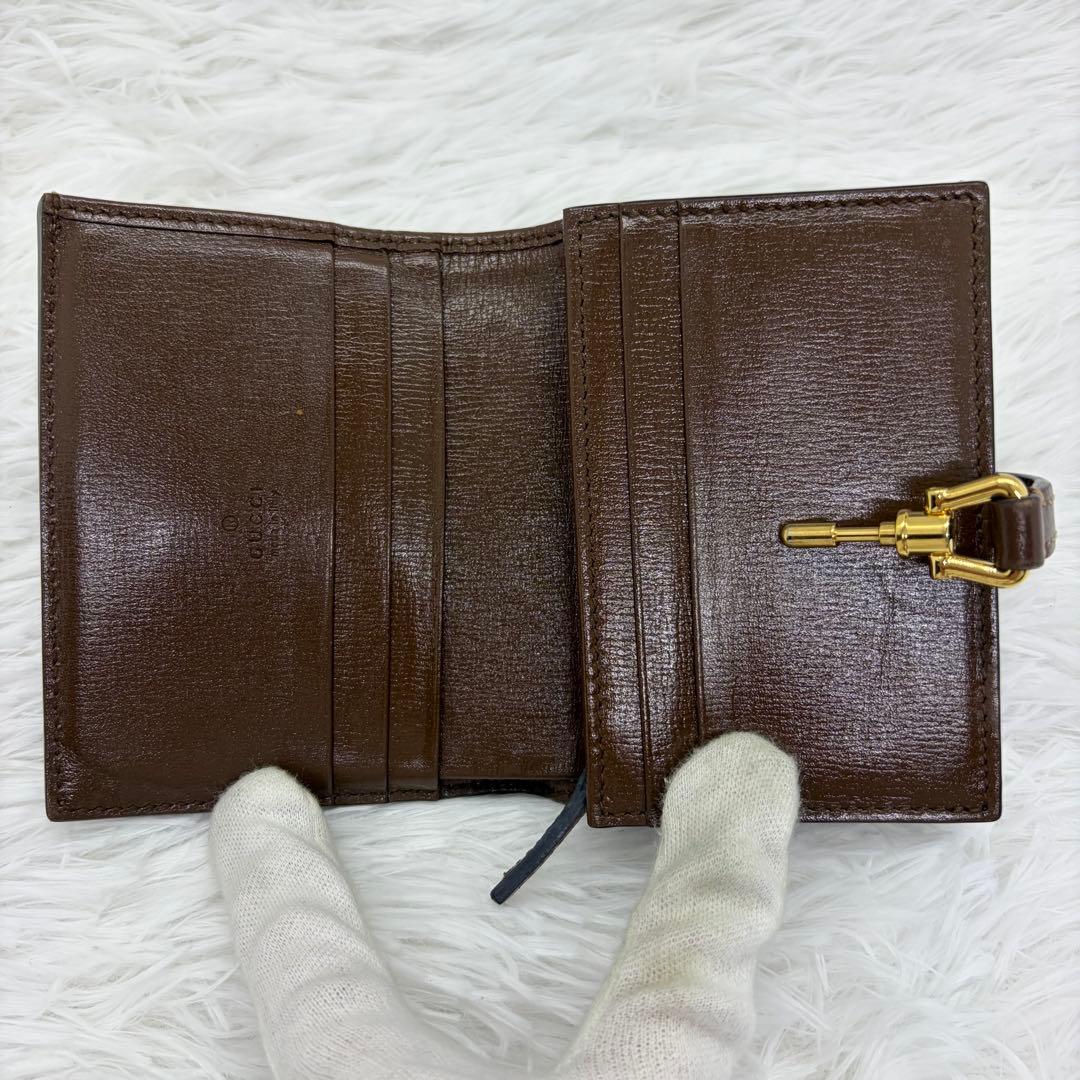 未使用級✨グッチ 二つ折り財布 GG オフィディア ジャッキー レザー ブラウン