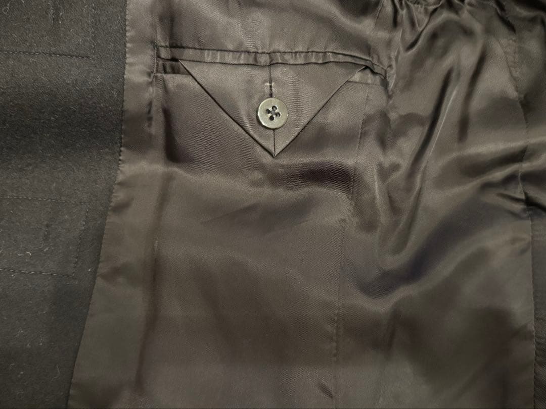 美品 08sircus カシミヤ混 大人 上質 ロングコート 牛革トグル黒 紺