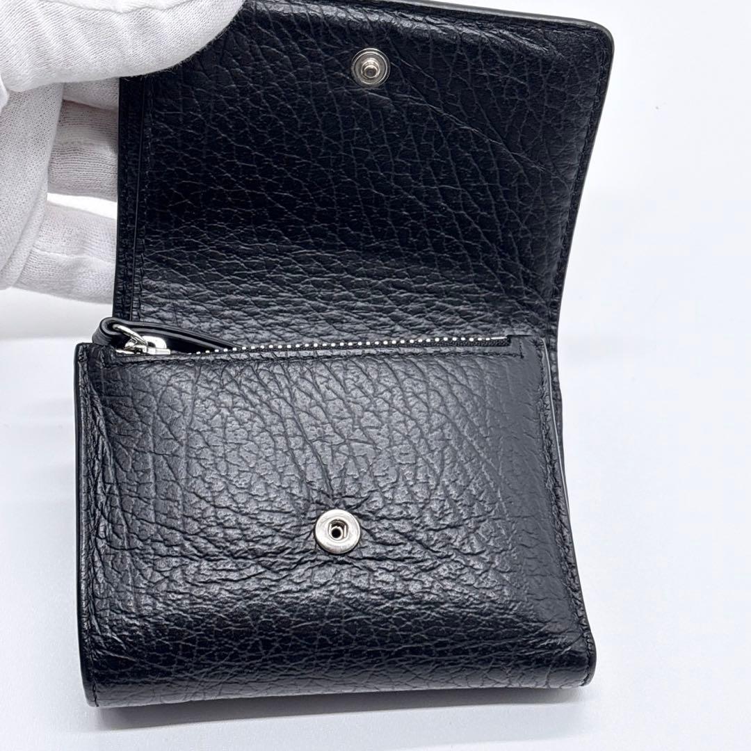 メゾンマルジェラ　MaisonMargiela 三つ折り財布 4ステッチ　シボ革
