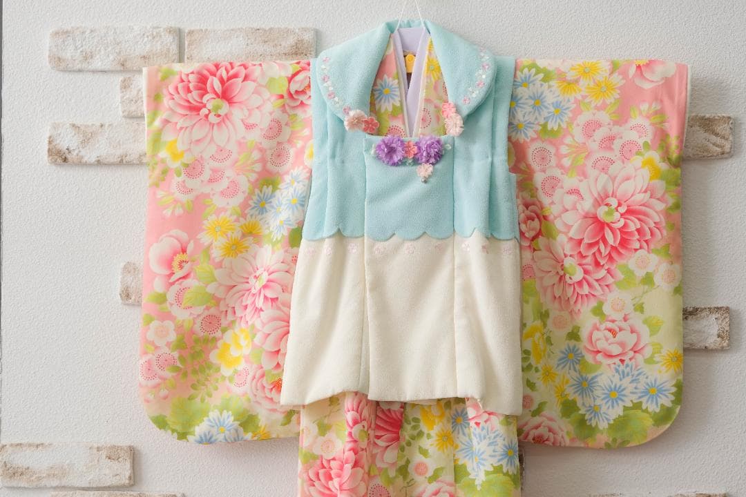 3歳　七五三　花柄 着物　乙葉