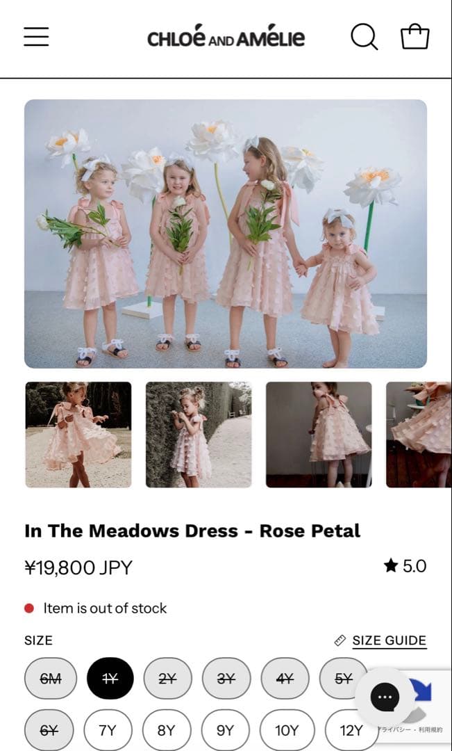 Chloe and amelie クロエアンドアメリ　ベビードレス　ワンピース