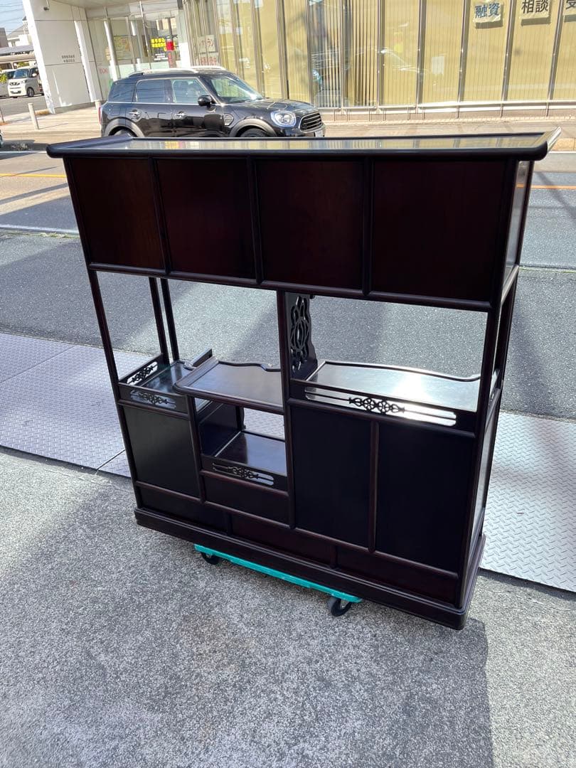 愛知岐阜/送料込★高級 花梨　収納棚 骨董品 飾り棚 茶箪笥 唐木 幅121㎝