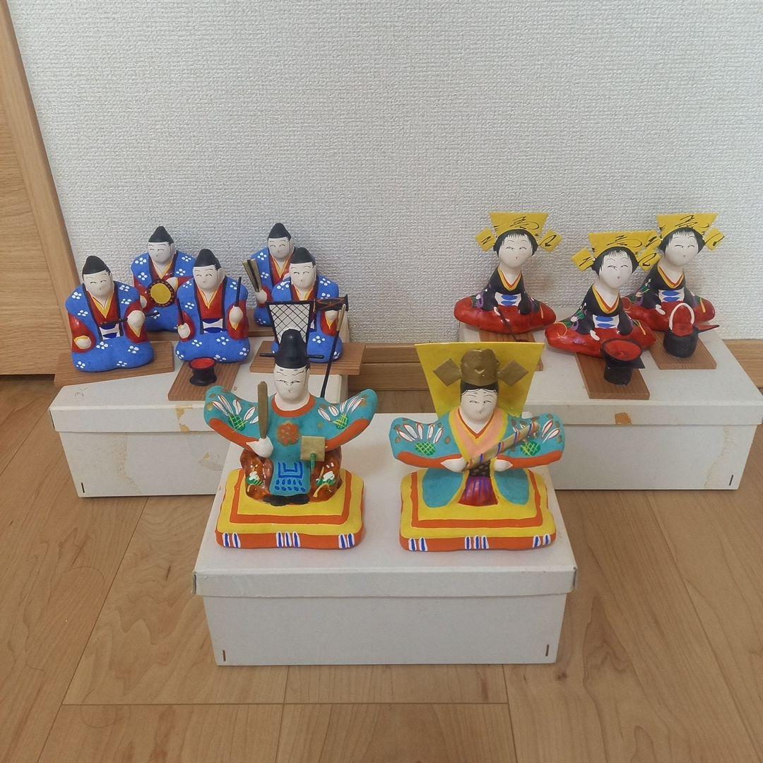 三春張子 雛人形 10体揃い 一式 張子 郷土玩具 ひな祭り 民芸人形