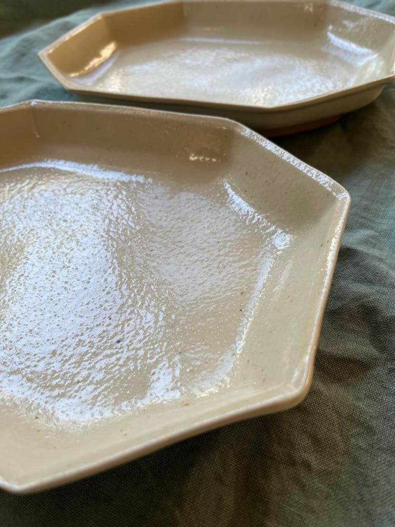 原田七重　八角皿2枚セット