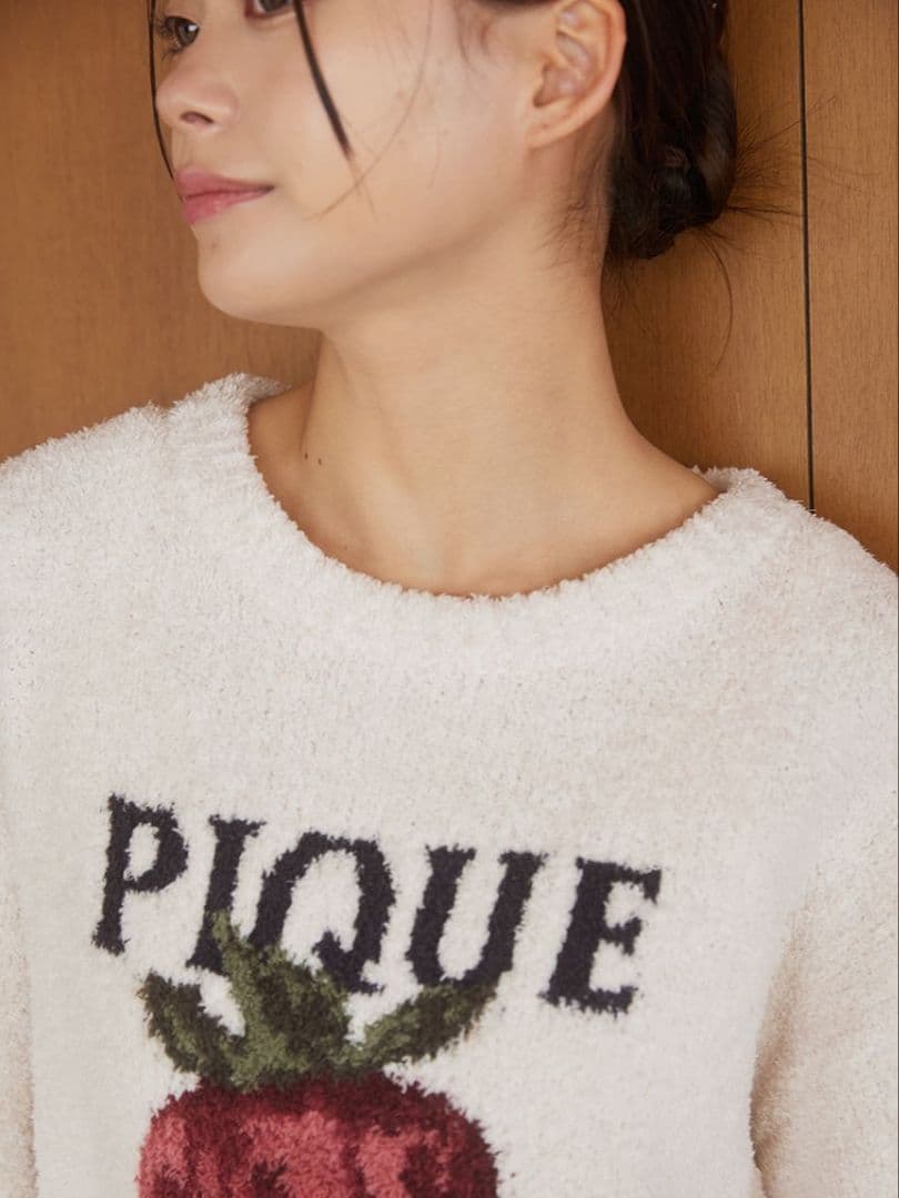 メランジストロベリージャガードプルオーバー 刺繍ロングパンツセット