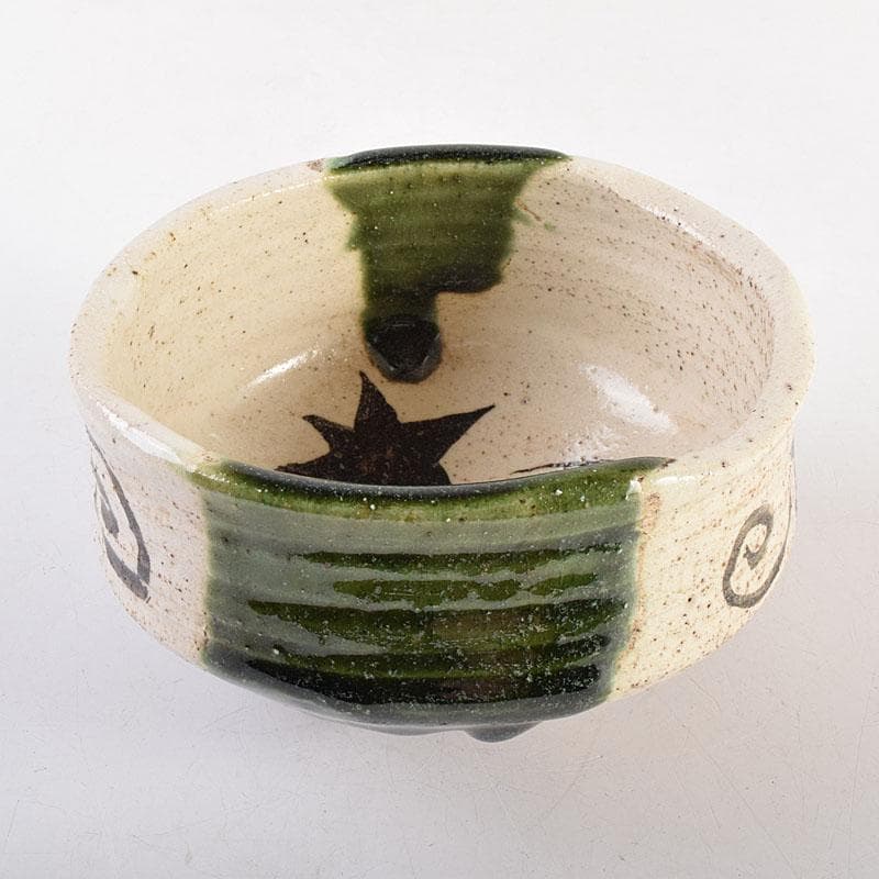 茶道具　加藤唐九郎（一ム斎）作　絵織部　茶碗　時代箱　C　R8826