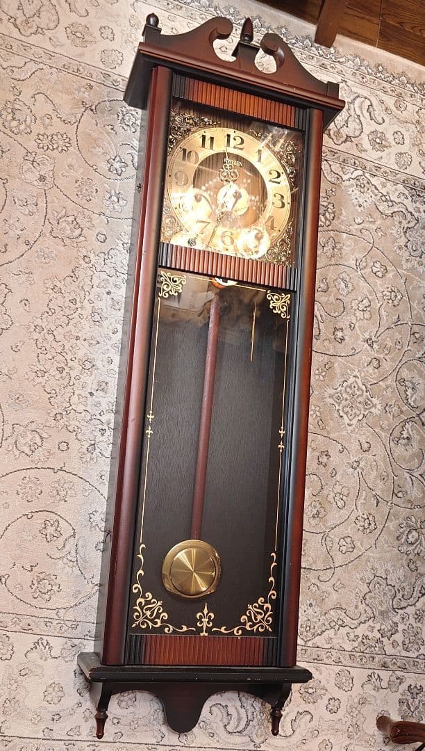 アンティーク昭和レトロ シチズン 壁掛け 柱時計 4MJ-13 クオーツ 振り子