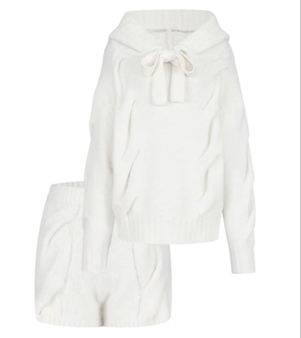 トップス andwang Ribbon Off-Shoulder Knit Set