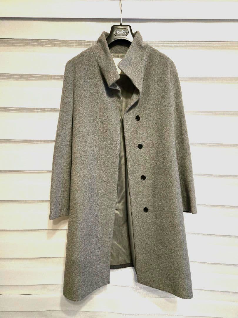 自由区　スタンドカラーウールコート