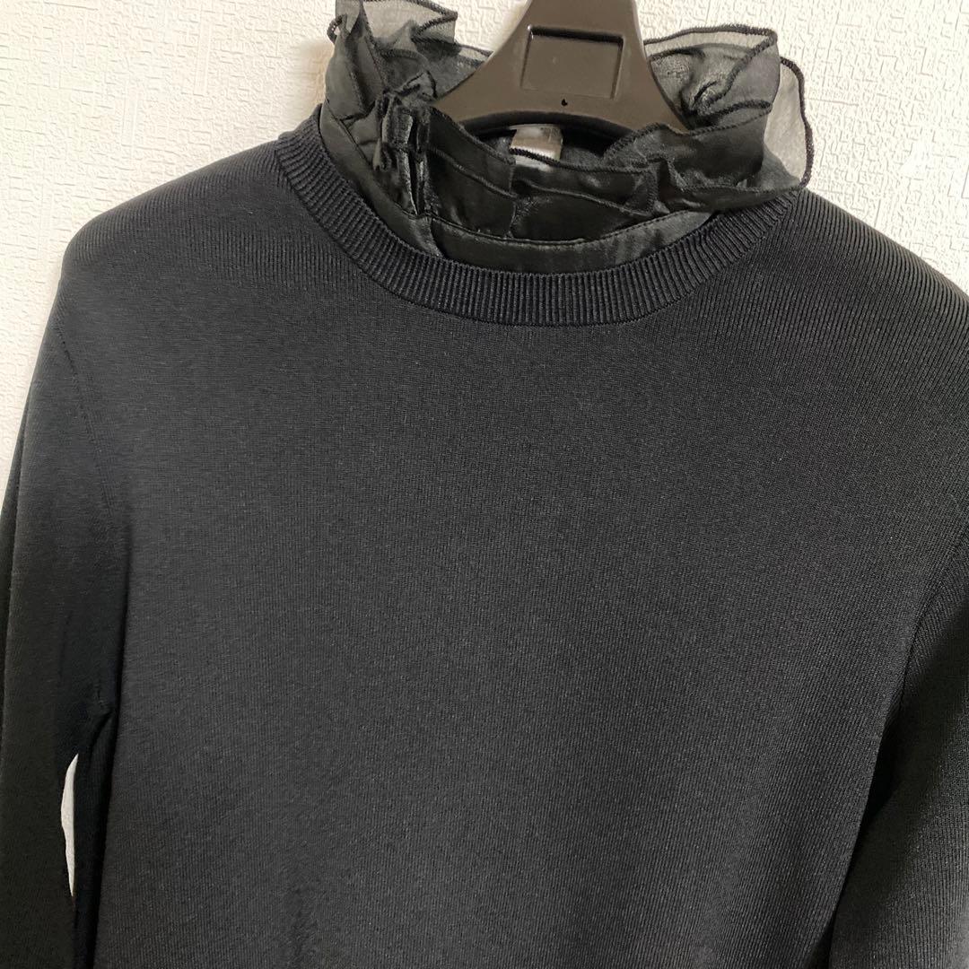 FENNEL フリル付きニットトップス　黒