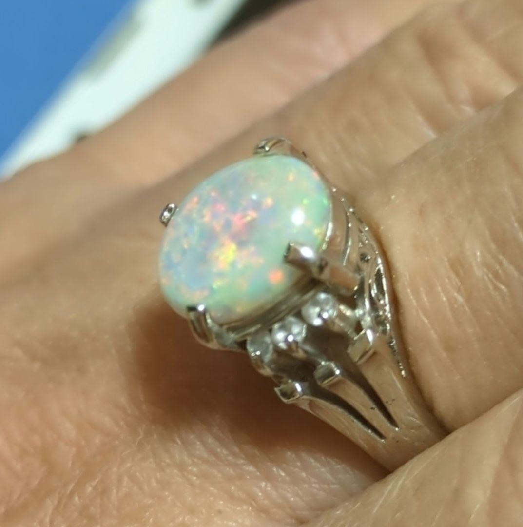オパールリング シルバー製　11号