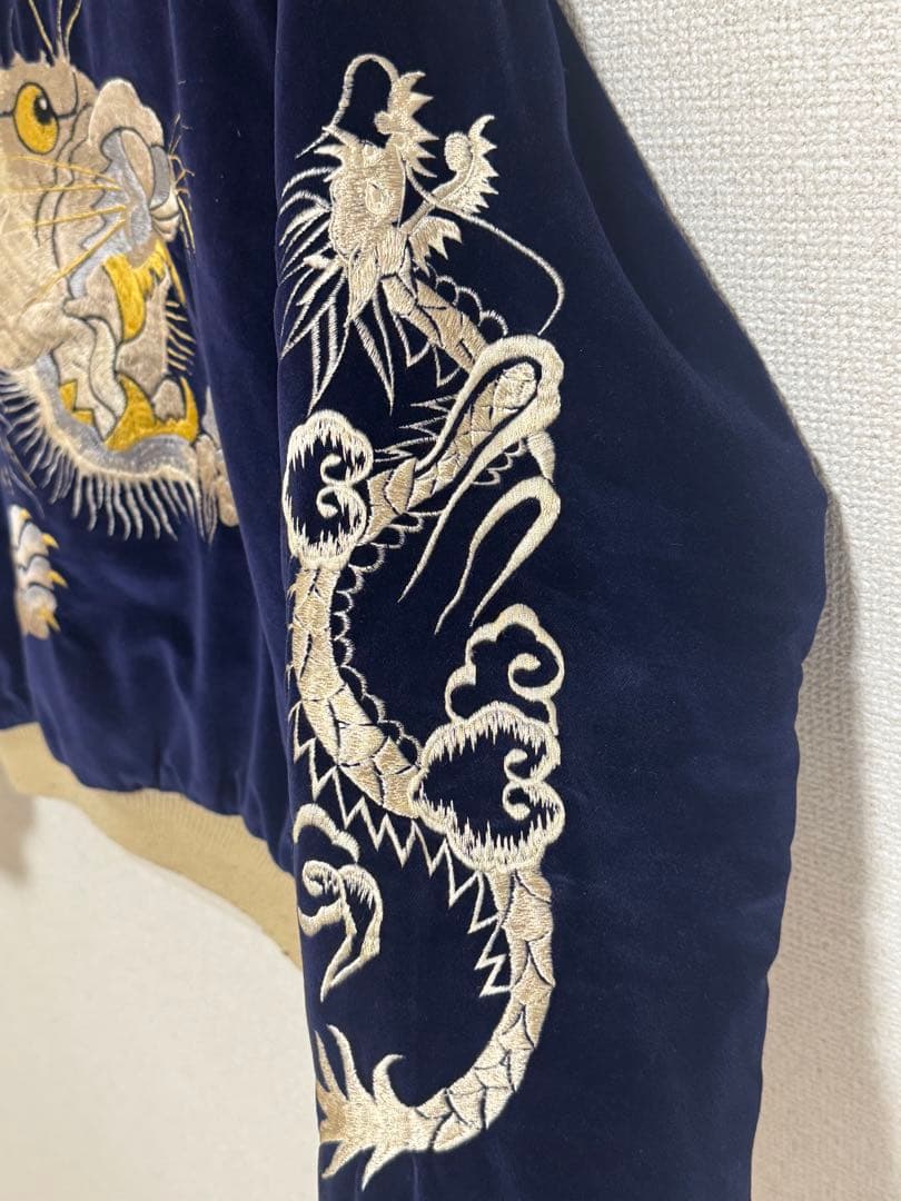 テーラー東洋スカジャン　白虎　別珍　M品番　日本地図　M18427