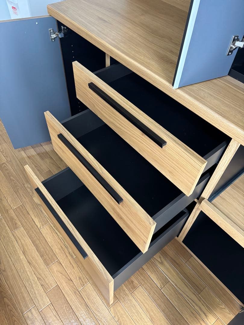 【美品】パモウナ　RTキッチンボード　オーク×グレー