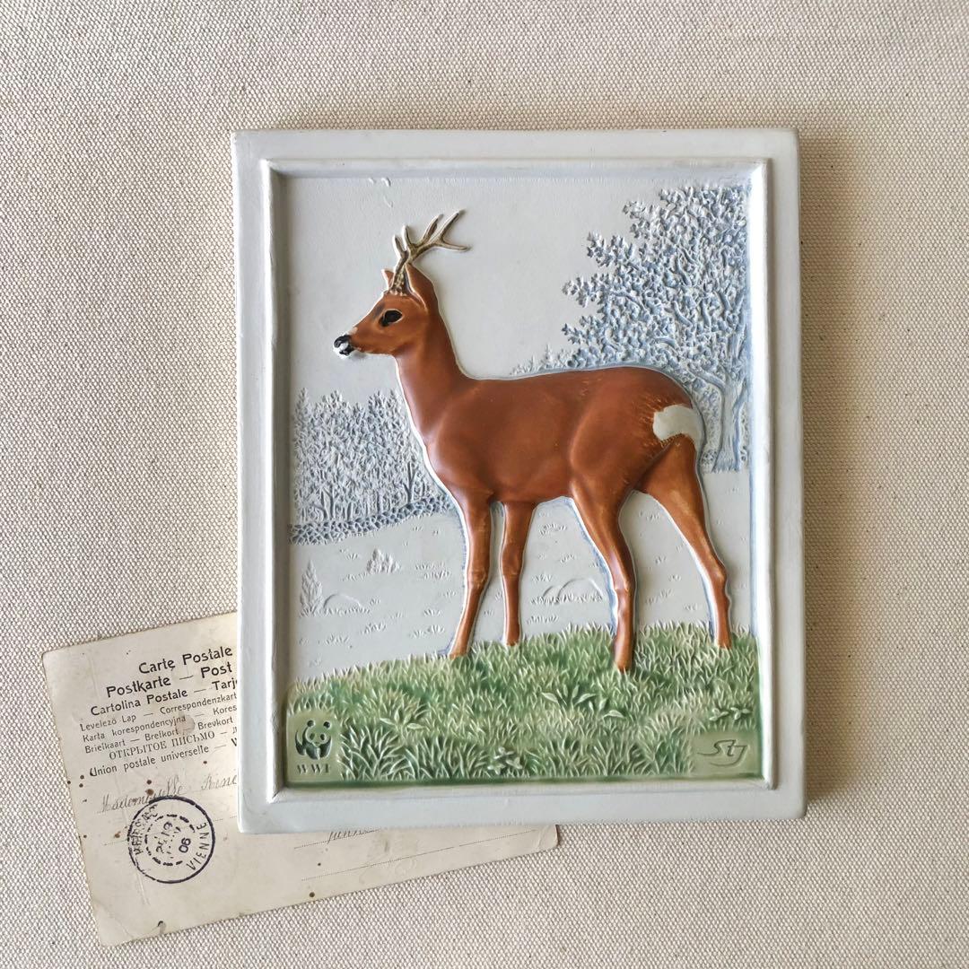 WWF限定　鹿の陶板／Jie Gantofta ジイガントフタ　スウェーデン