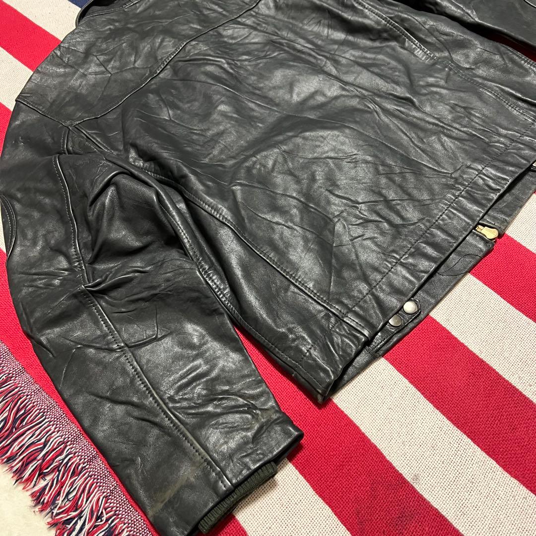 韓国製 80s 民間品 フランス軍パイロット レザージャケット ダブルジップ