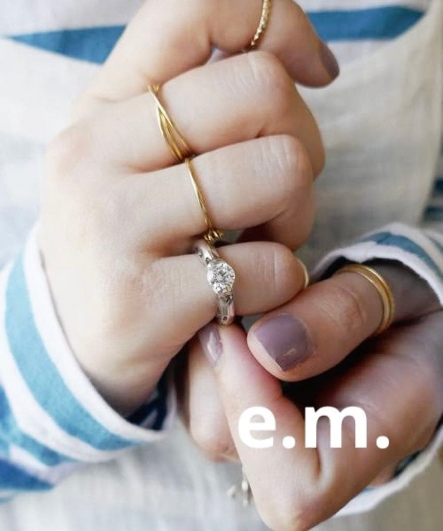 【ギャランティ有り】e.m. ジルコニア ピンキーリング 5号【美品】