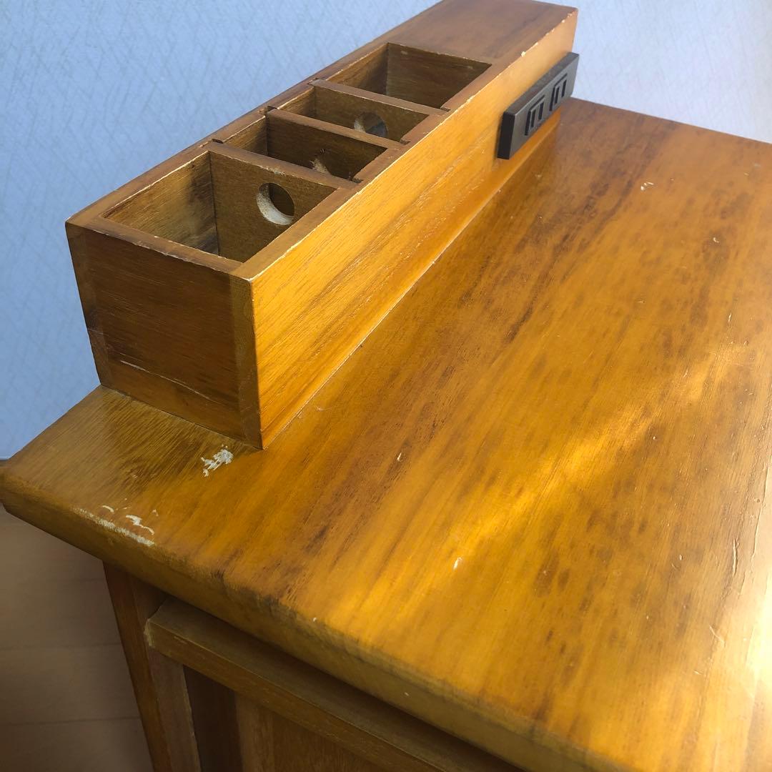 すっ桐 ナイトワゴン/サイドテーブル 木製 二口コンセント/キャスター付き