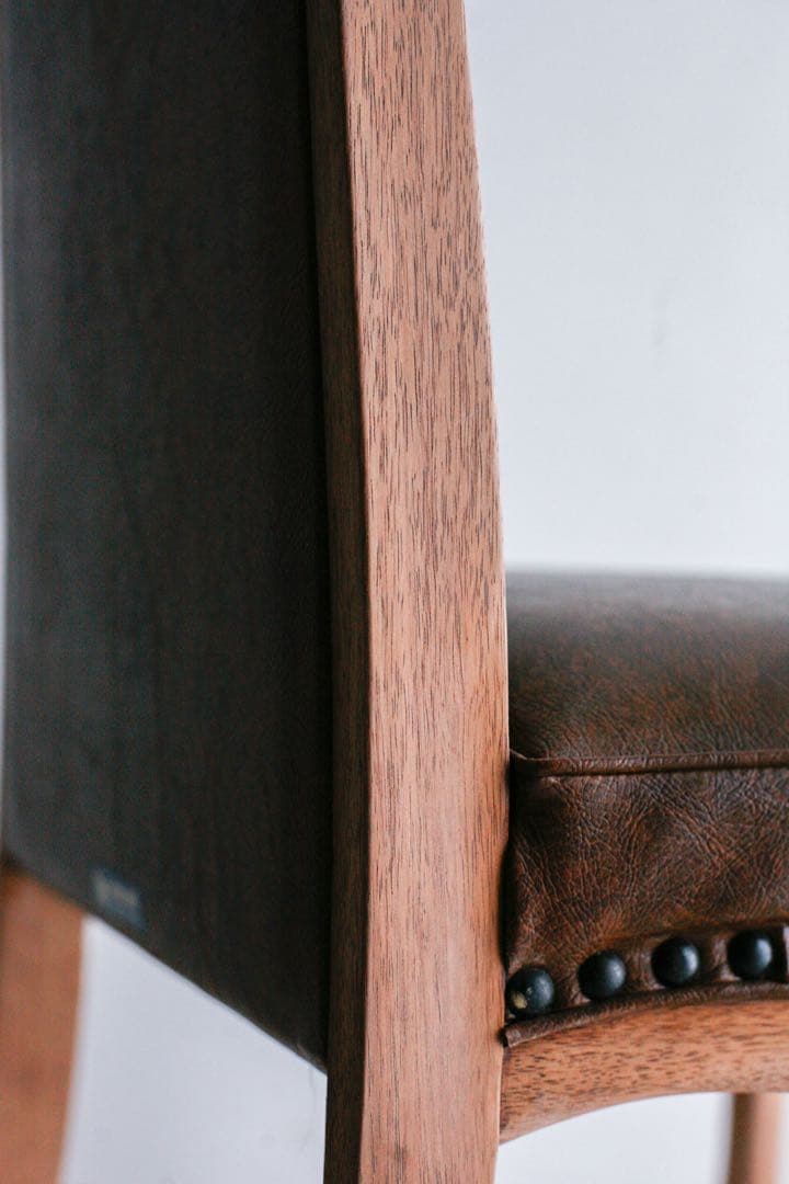 ナラ 無垢材　レザーチェア ダニングチェア　マルニ木工 古家具　アンティーク